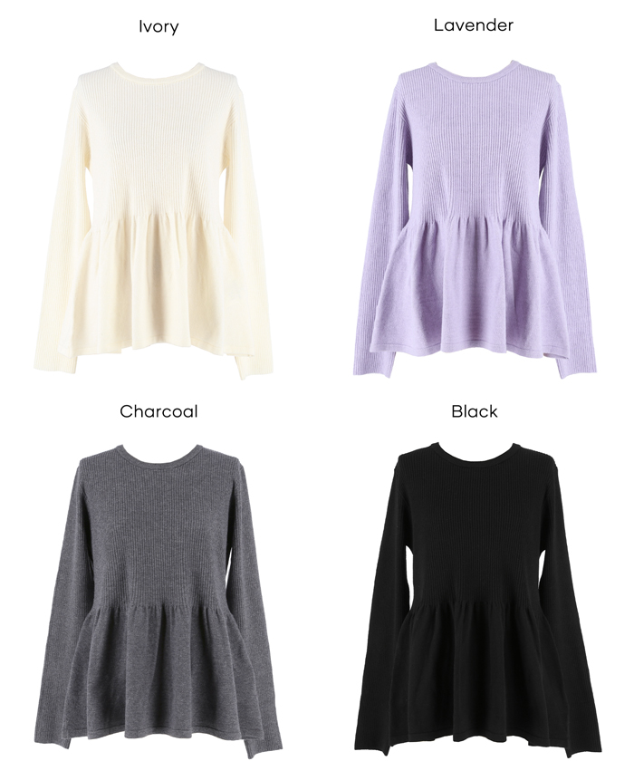 トップス ニット ウォッシャブル 洗える きれいめ オフィスカジュアル 長袖 体型カバー ペプラム ギャザー 伸縮性 通勤 26ss コカ COCA coca ＣＯＣＡ ｃｏｃａ