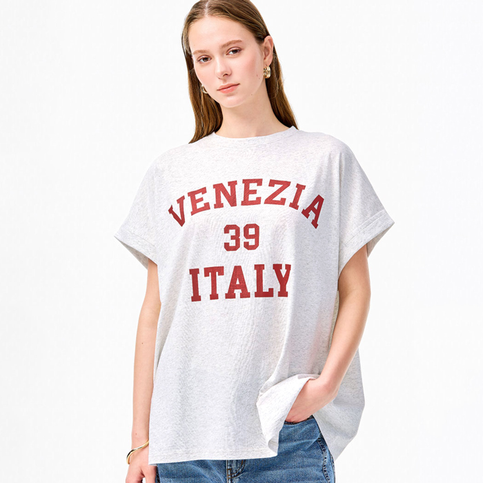 ロールアップロゴプリントビッグTシャツ