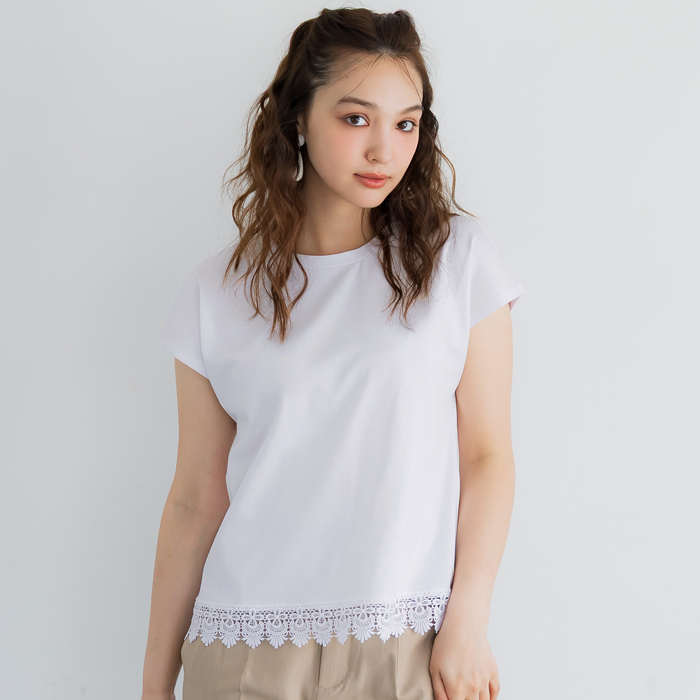 接触冷感フレンチレースTシャツ