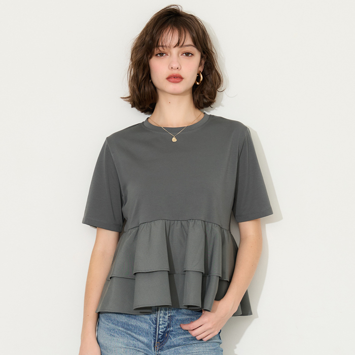 ドッキング2段フリルTシャツ