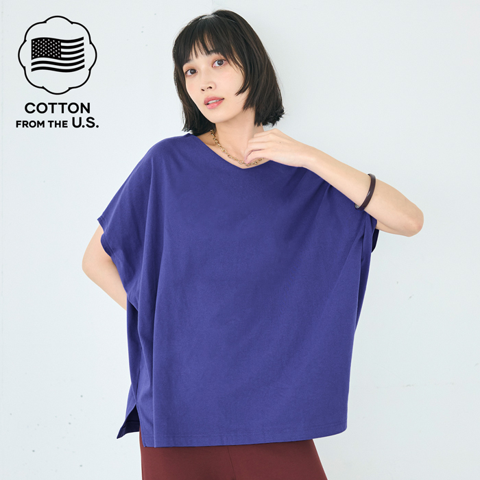 COTTON from the U.S. ドルマンVネックTシャツ