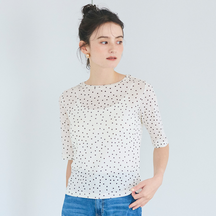 シアージョーゼット五分袖Tシャツ